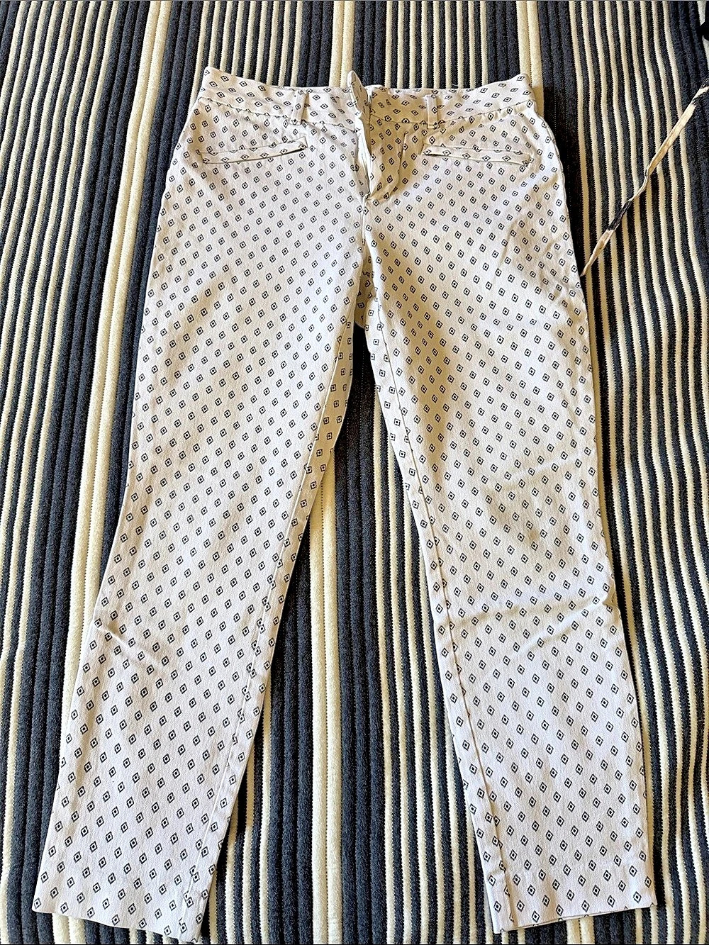 Gap Skinny Ankle Pants Straight Leg White Geometric Pants
